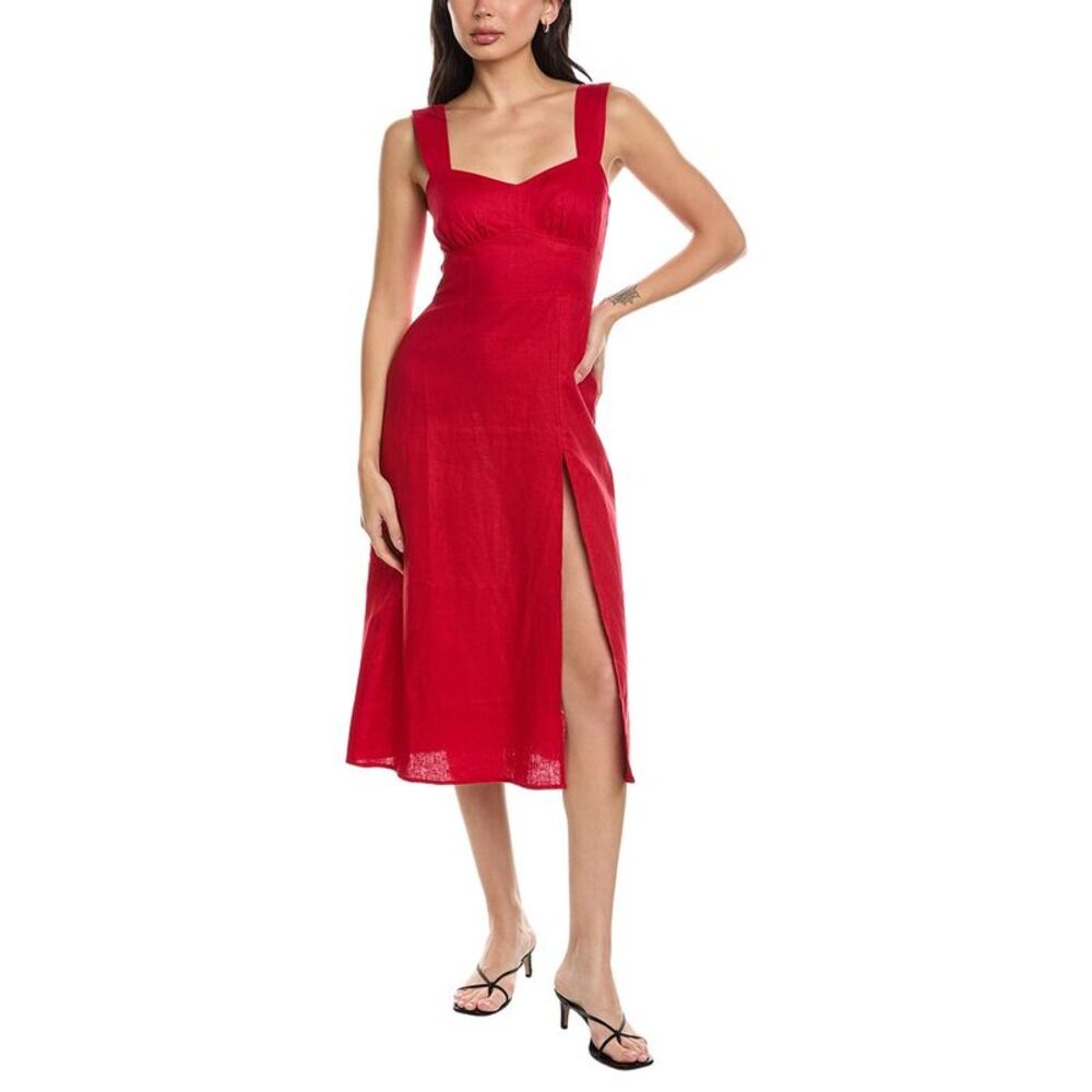 Seraphina Womens  Sleeveless Linen Midi Dress, Red
